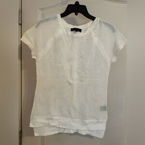 Sanctuary white open knit short sleeve sweater